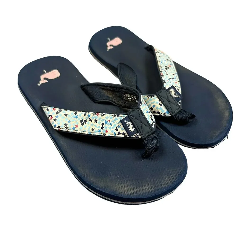 Vineyard Vines Girls Flip Flops Star Print Size 5 Big Kid Sandals