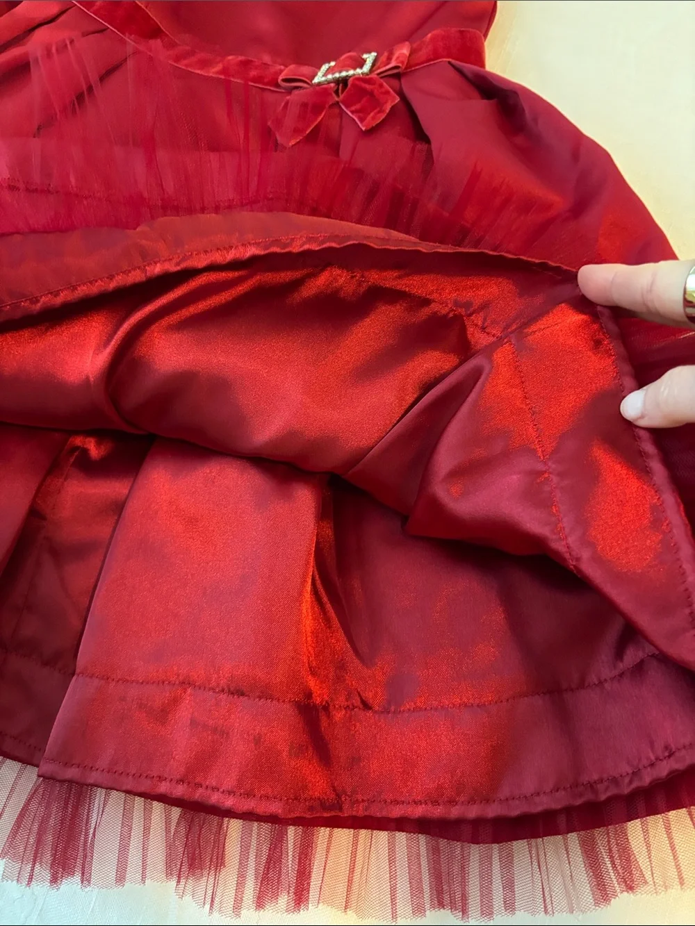 Gymboree Girls Red Satin and Velvet Party Christmas Holiday Red Dress Size 4