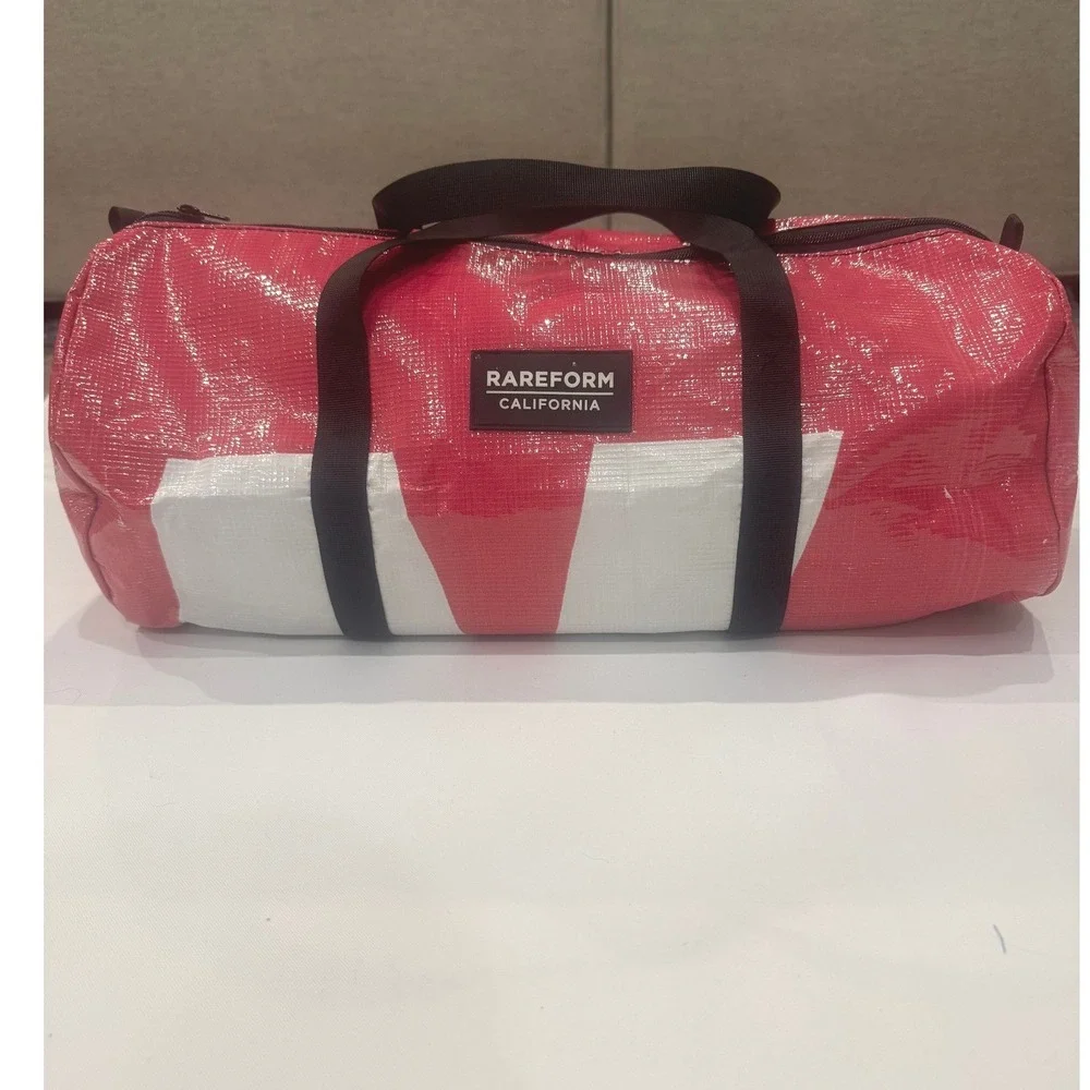 Rareform Duffle Bag Unisex Medium Pink White Upcycled Billboard‎ Vinyl Sporty