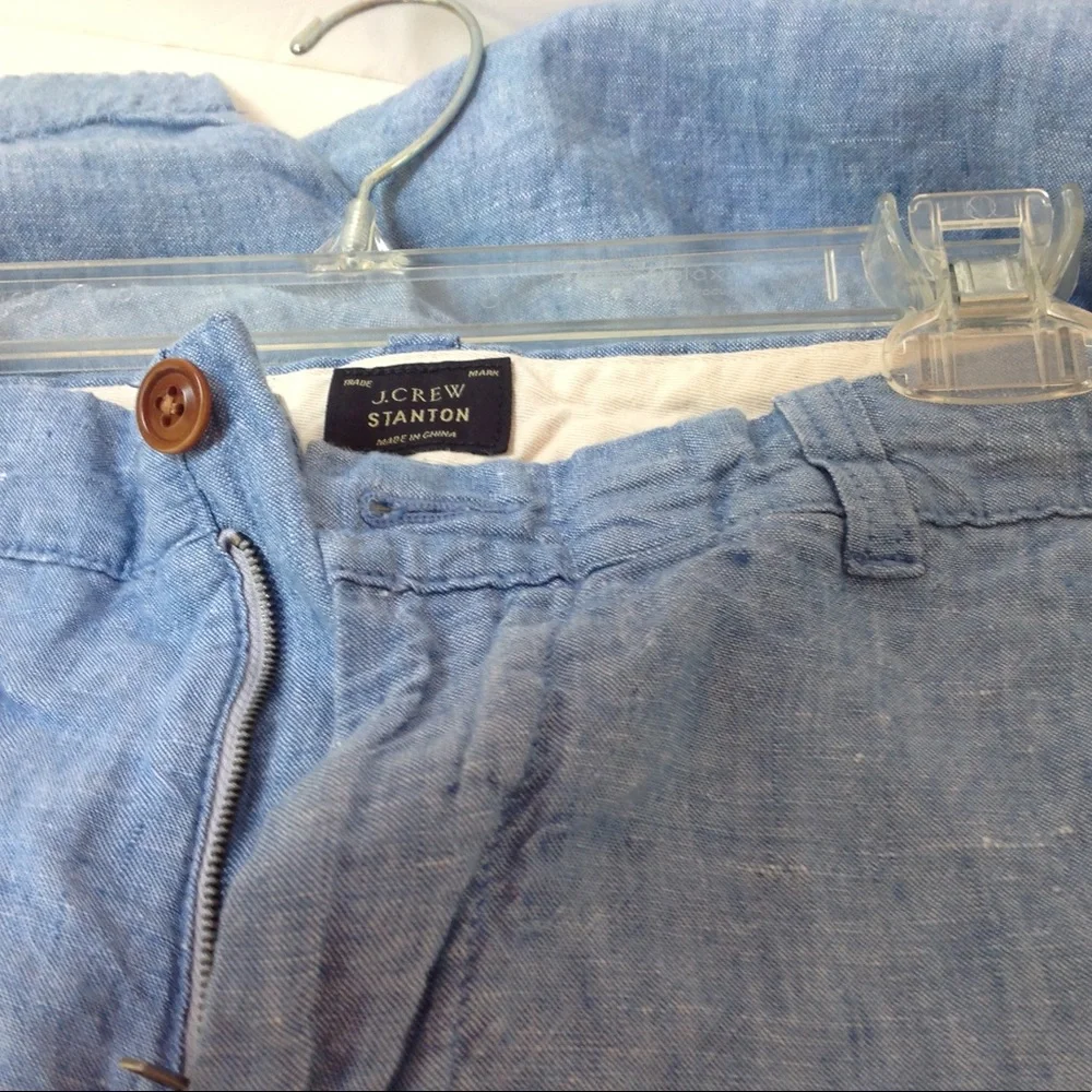 J. Crew Blue Linen Shorts Linen Men Stanton