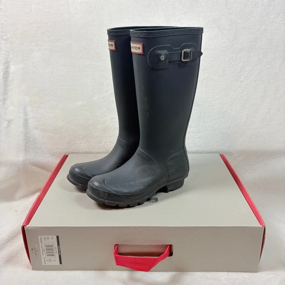 Hunter Rain Boots Kids Size 5 Navy Blue‎ Good Original Kids Matte Waterproof