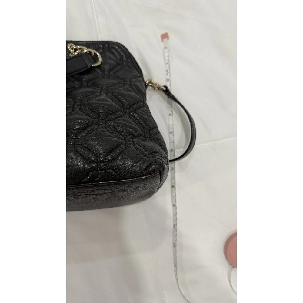 Kate Spade Black Quilted Leather Satchel Crossbody‎ Bag Chain Handle Handbag