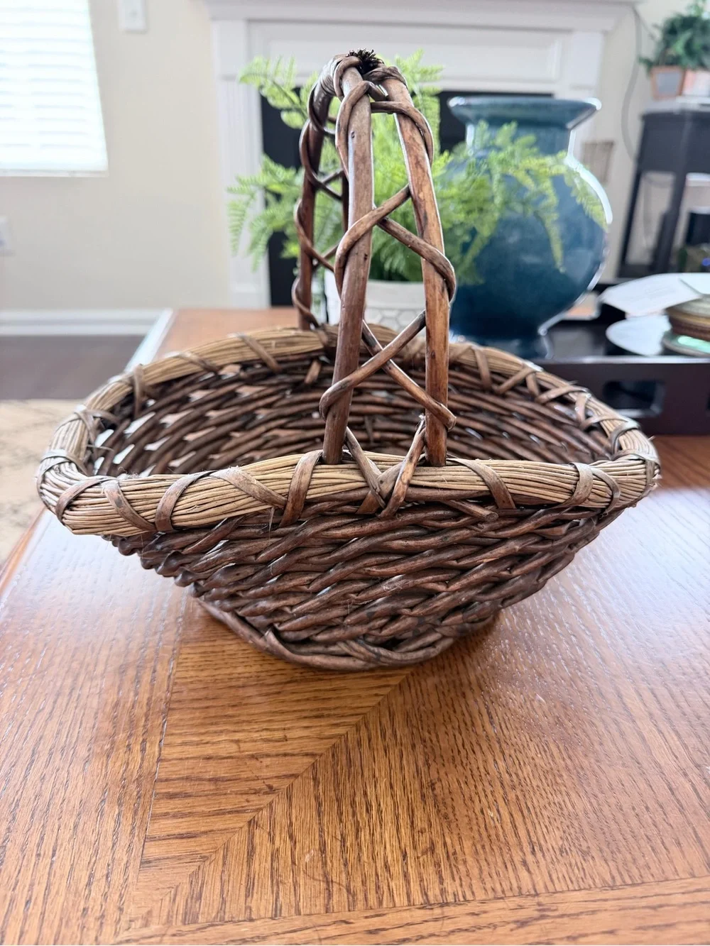 Rustic Brown Woven Handle Basket - Home Accents