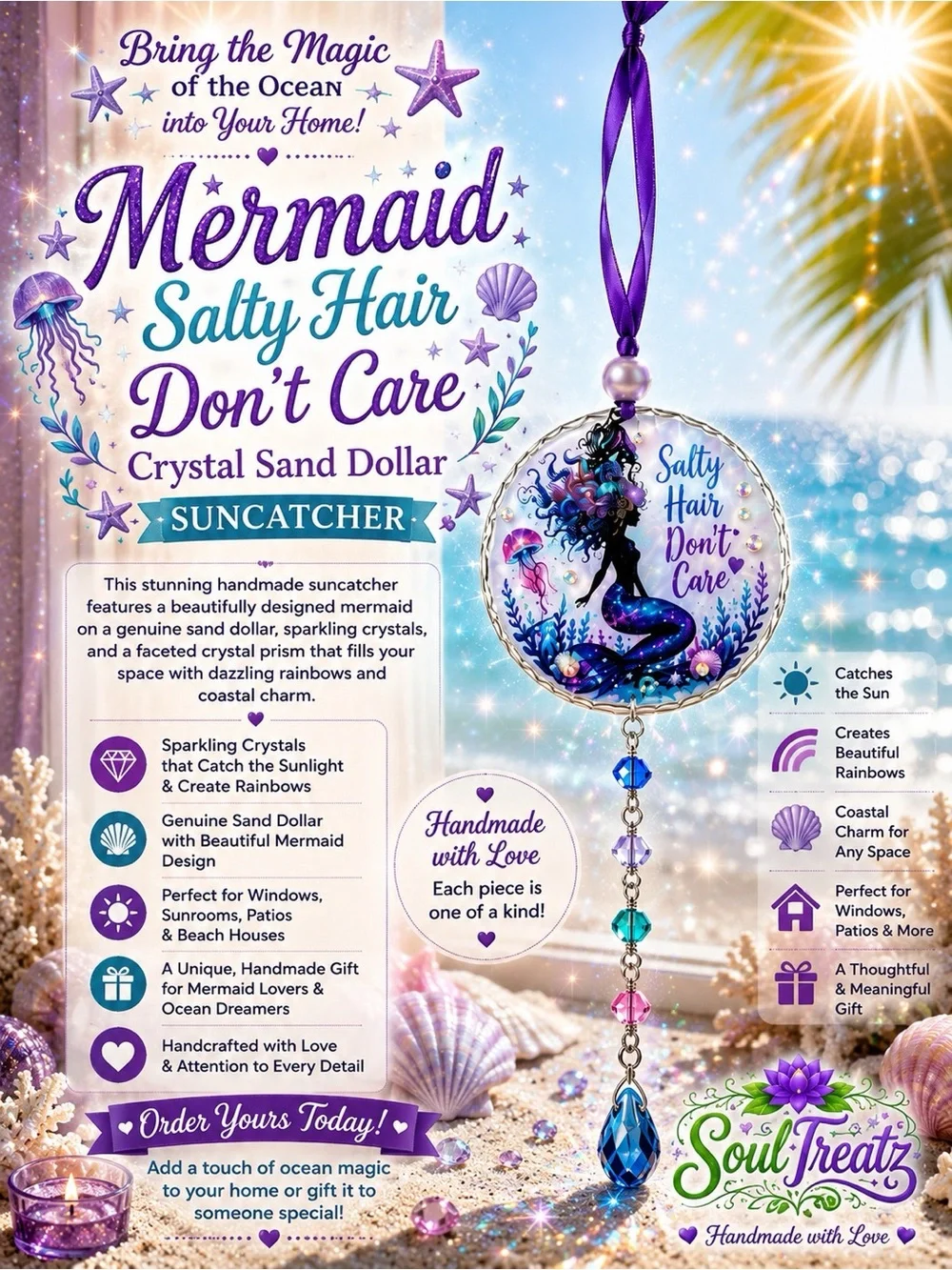 Handmade mermaid suncatcher