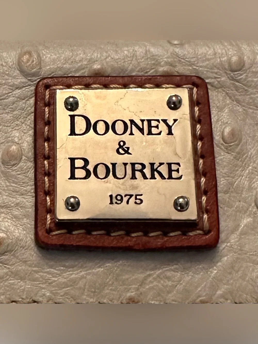 DOONEY & BOURKE  OFF WHITE/ CREAM OSTRICH-EMBOSSED CONTINENTAL CLUTCH