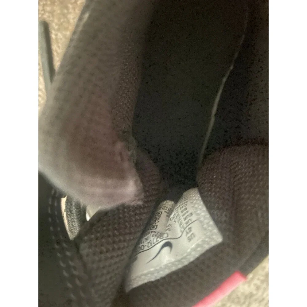 Nike Court Borough Kids High Top Sneakers Black/White/Pink Straps Lace Up 3.5