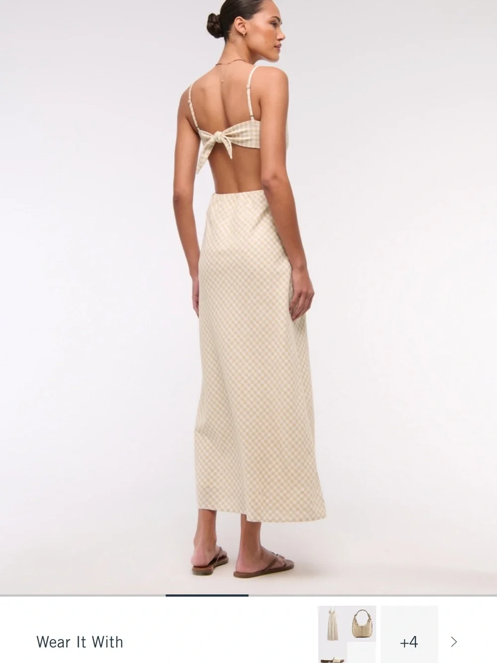 Abercrombie & Fitch Cream Gingham Twist Maxi Dress