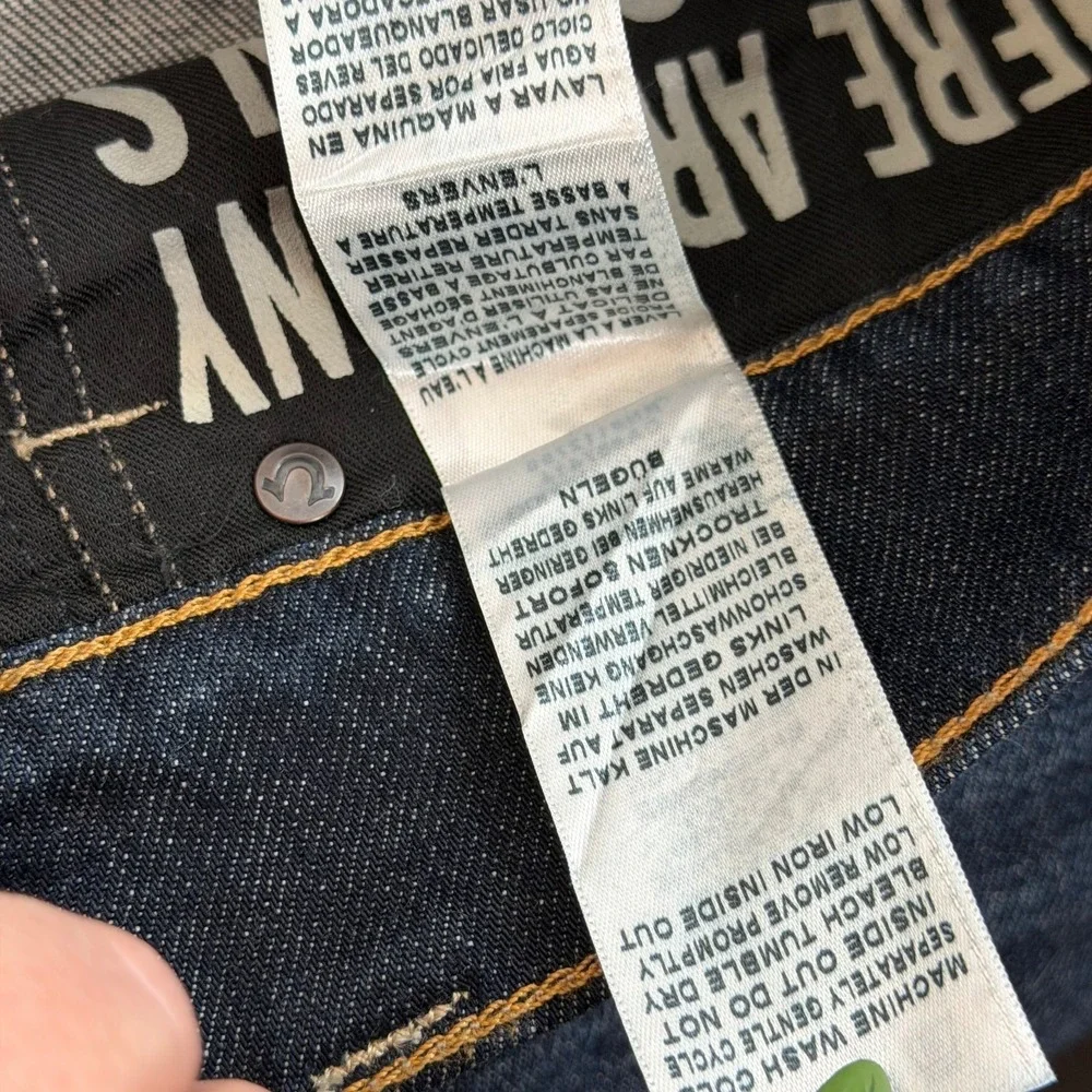 True Religion Ricky Relaxed Straight Jeans Mens Blue Denim Stretch Mid Rise - 36