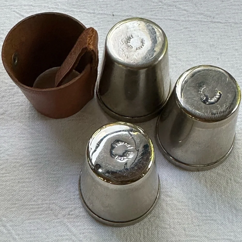 Rare Set of 3 Post-WW2 Metal Shot Glasses Marked “Germany US Zone” With Holder