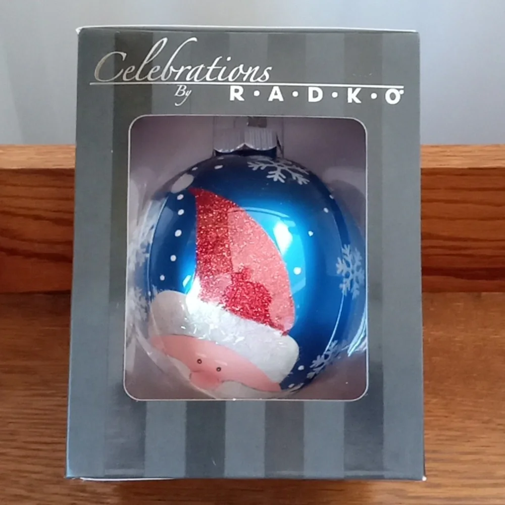 Christopher Radko 2008 Sparkle Santa Ball Christmas Ornament