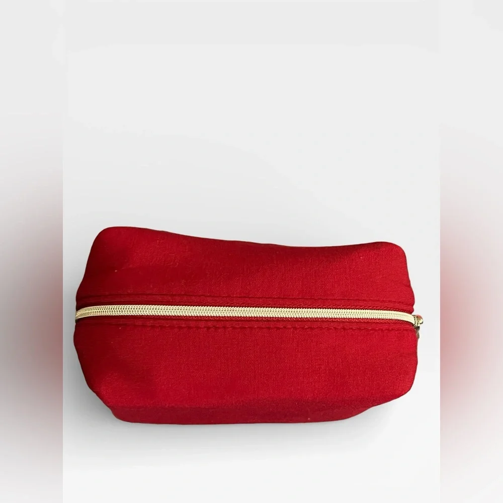 Dior Red Velvet Cosmetic Pouch with‎ Embroidered CD Logo