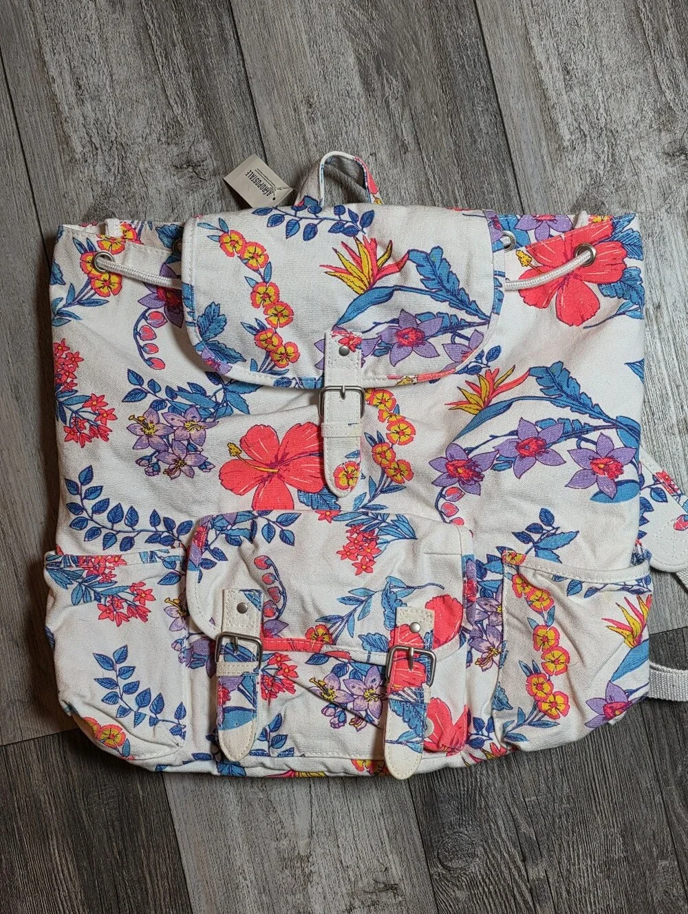 Aeropostale Floral AOP Canvas Drawstring Backpack 2015 *NWT READ