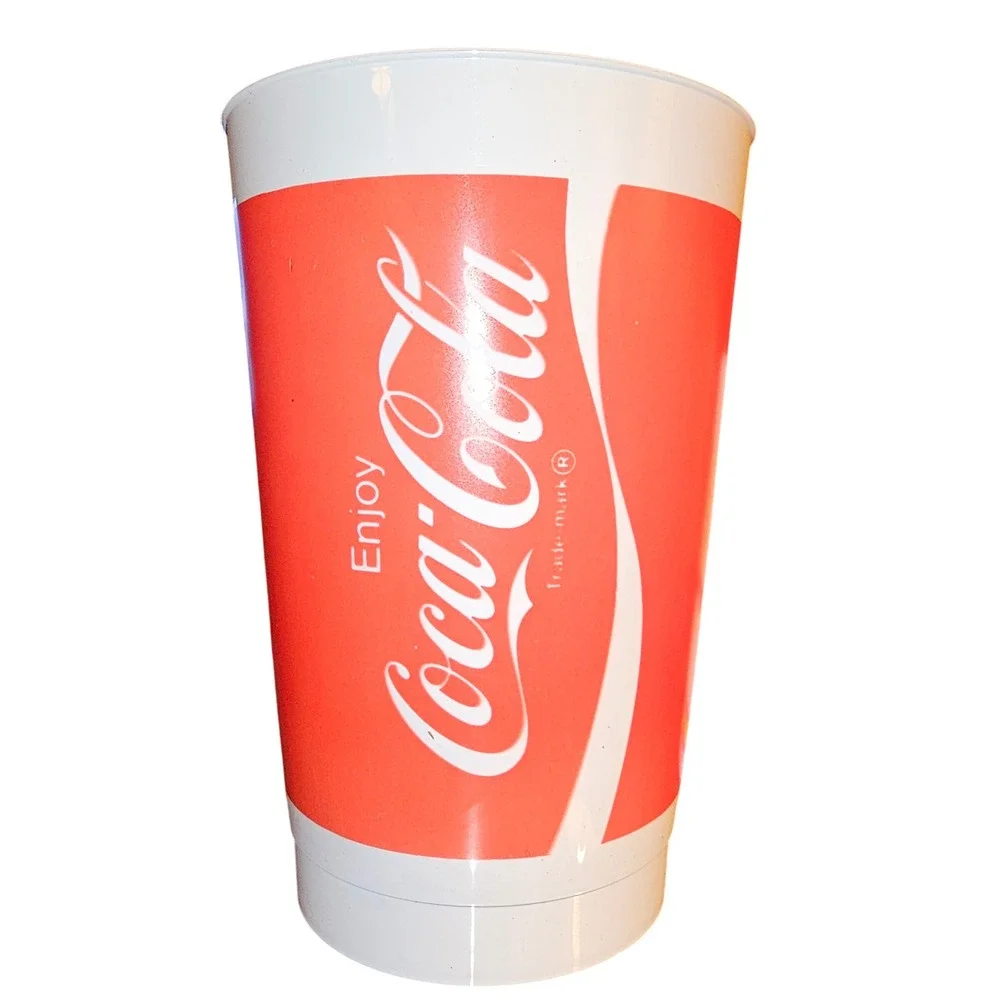 Coca Cola Plastic Tumbler Cup White Red Enjoy‎ Coke Logo Drinkware Collectible