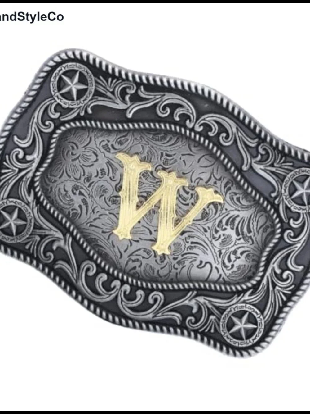 Western Cowboy Belt Buckle with Initial Letter, Zinc Alloy Polished, Quick