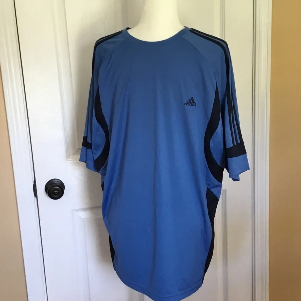 Adidas Men’s‎ Light Blue Athletic Jersey with Navy Accents Size XL