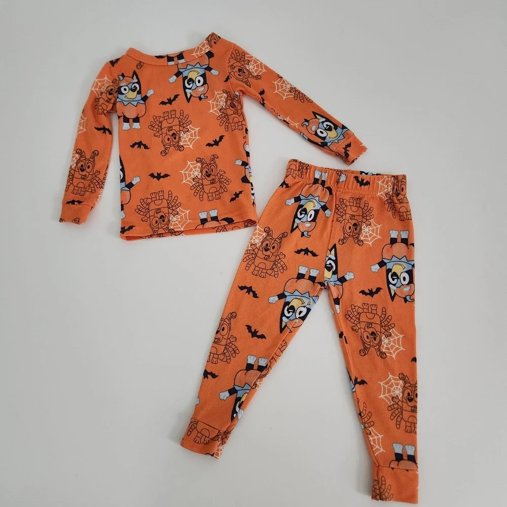 Bluey Halloween Pajamas 2T Orange Spider Bingo‎ Long Sleeve Set