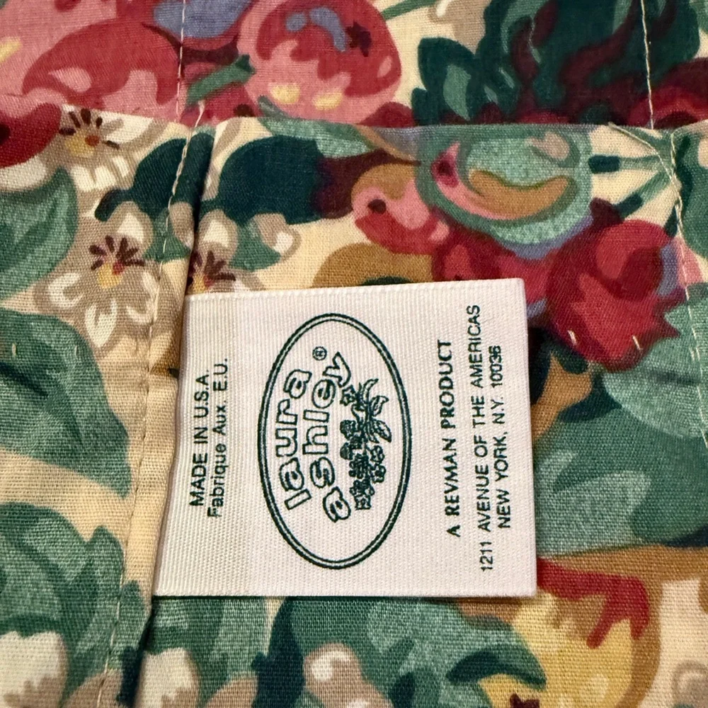 Vintage Laura Ashley Fruit Print Multicolor Floral Curtain Valance