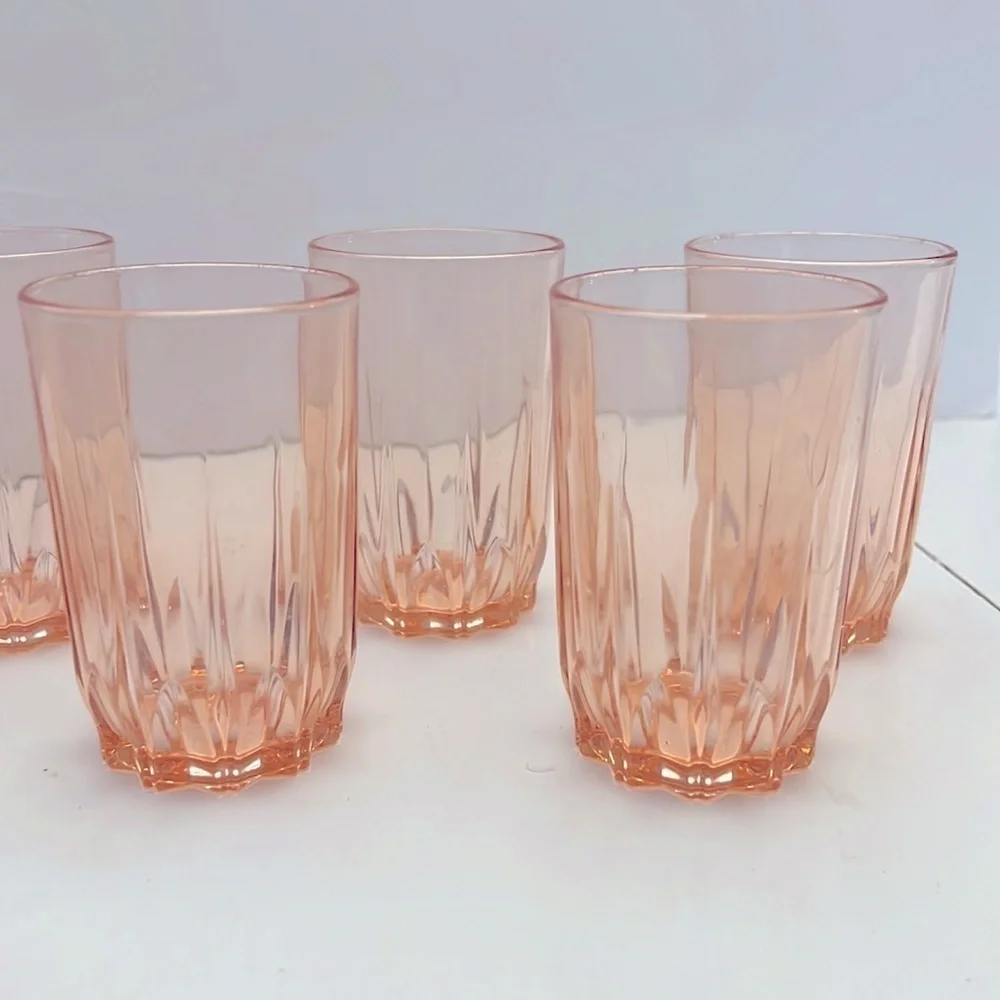 Vintage France Glcoloc Set of 5 Pink Juice Glasses