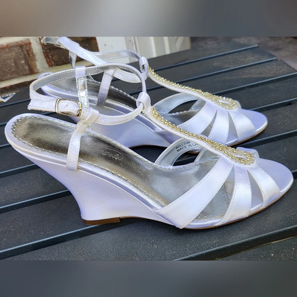 MIichelangelo White/Ivory Willow Wedges From David's Bridal