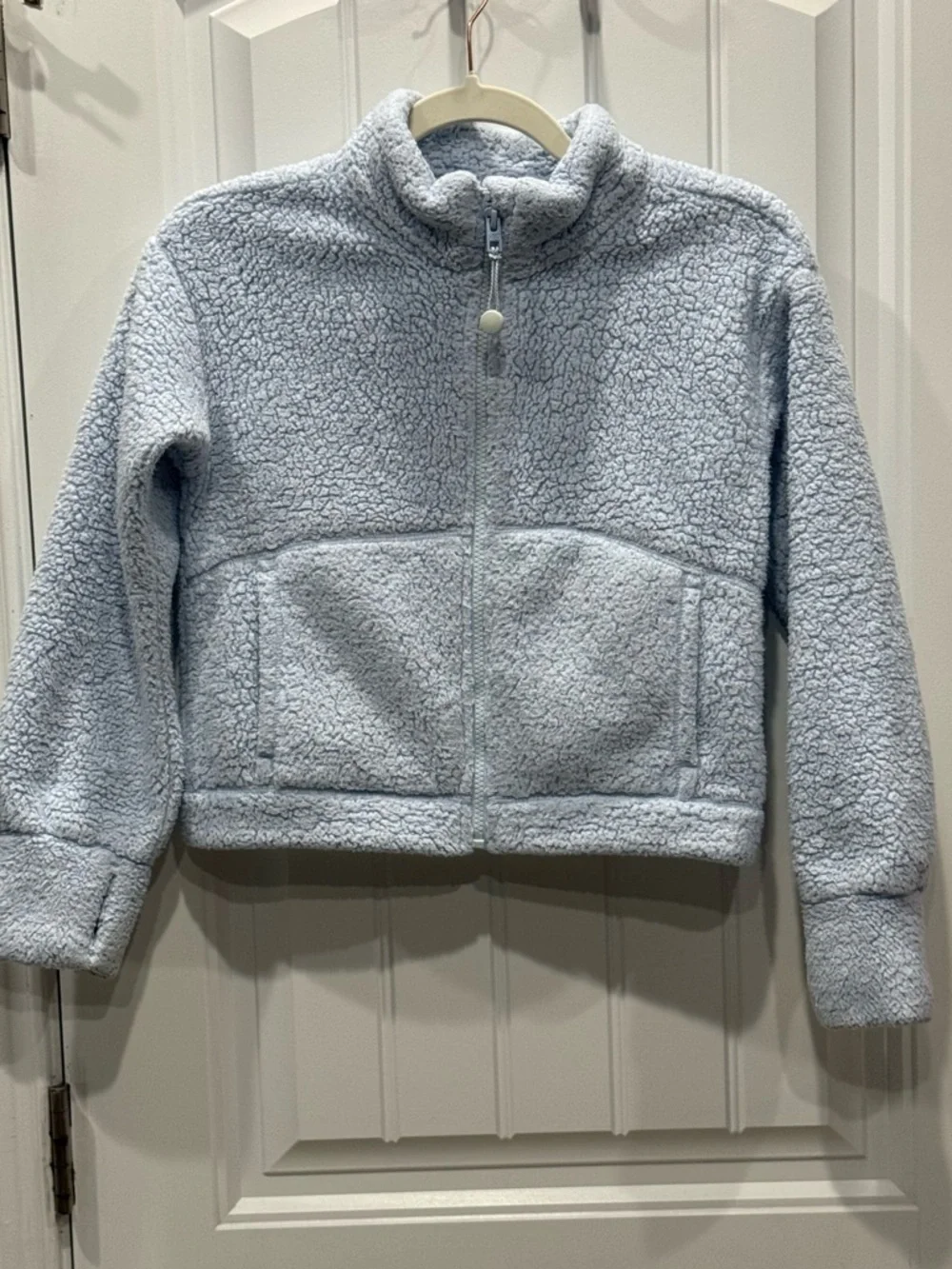 Athleta Girl’s Size M 8/ 10 Blue Sherpa Full Zip Fleece Jacket GUC