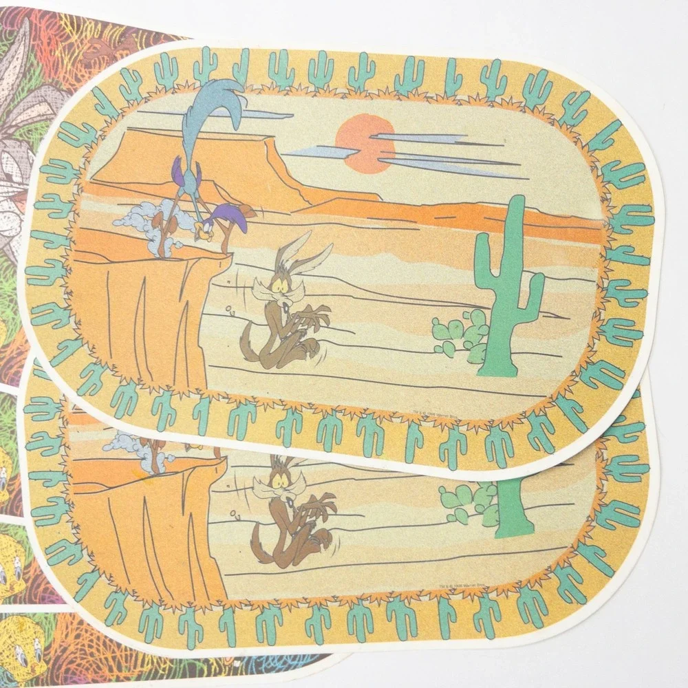 Vintage Warner Bros Looney Tunes Bugs Bunny Placemat Set‎ 90s Cartoon Nostalgia