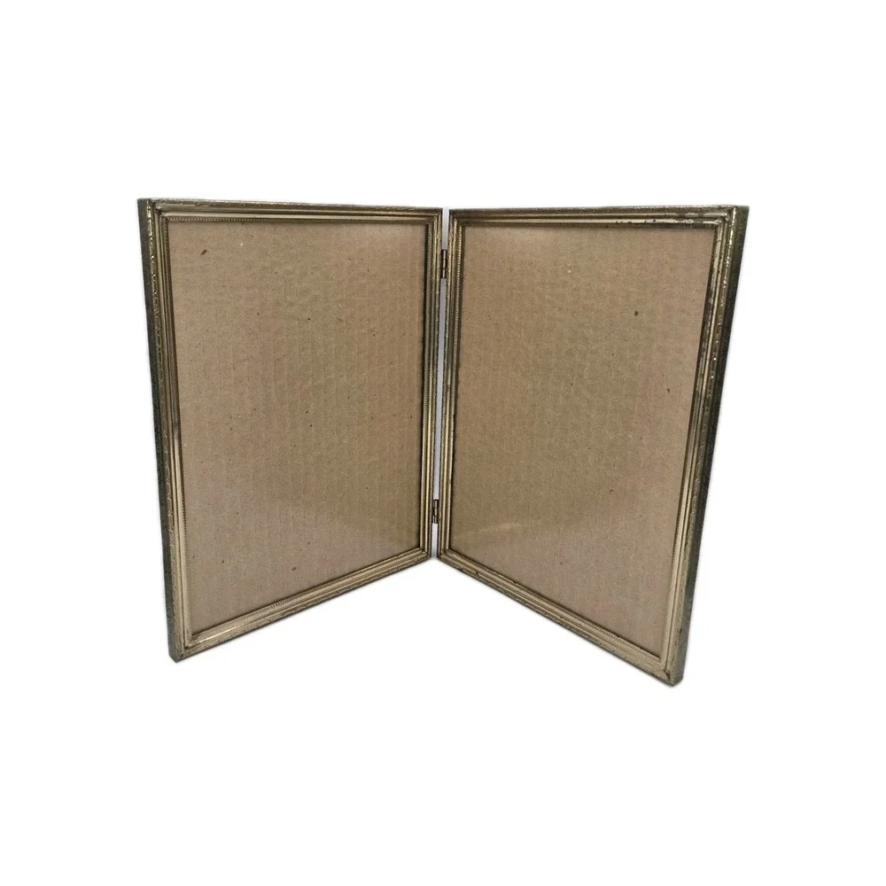 Vintage Goldtone Metal Double Picture Frame for 8x10‎