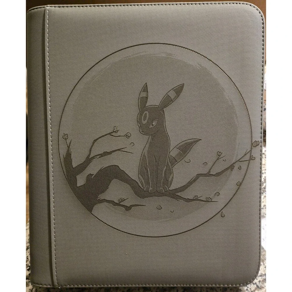 Pokemon Umbreon 4 Pocket GRAY  Top Loader Binder 128 Cards Ready to Ship