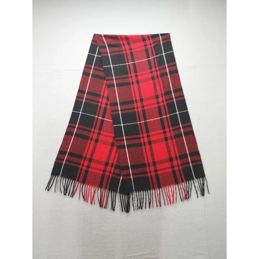 Steve Madden Men Scarf One Size Red Plaid 100% Polyester Fringe‎ Winter Shawl