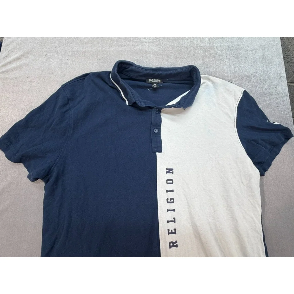 True Religon Blue White Polo Shirt Size 2XL