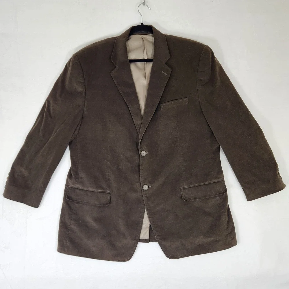 Calvin Klein Mens Brown Corduroy Blazer Sport Coat 48R 100% Cotton 2 Button