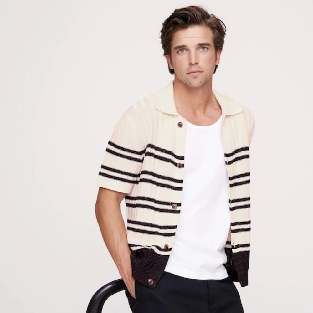NWT Banana Republic Cotton Linen Resort Polo Sweater Sz Large (#671585)
