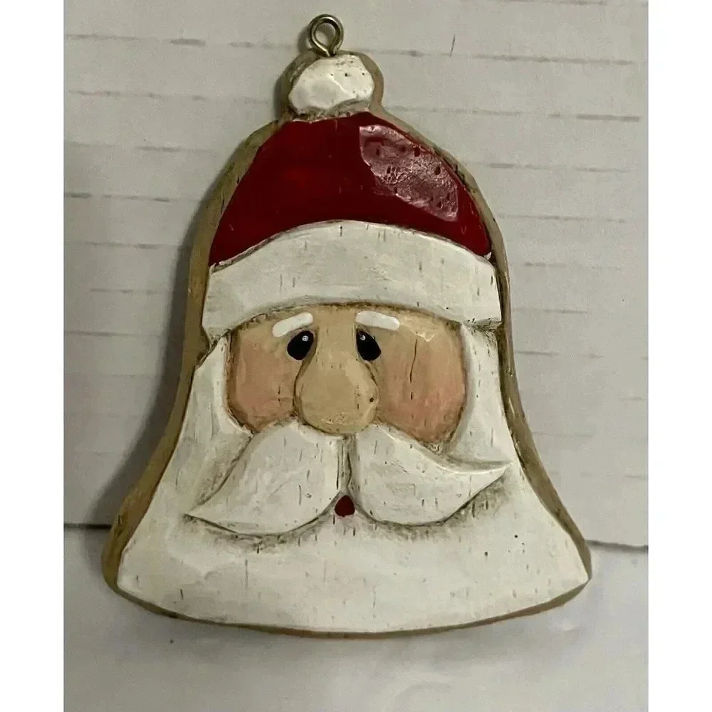Vintage Old‎ Saint Nick Santa Claus Head Rustic Christmas Ornaments 3 1/4 Inch