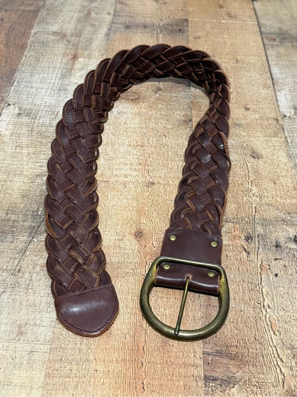 WOMEN'S ABERCROMBIE & FITCH BROWN GENUINE LEATHER BRAIDED BELT SIZE XS/S  Pre ow
