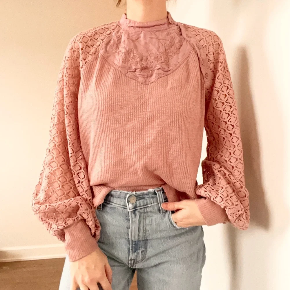 Free People Sweetest Thing Rose Pink Top
