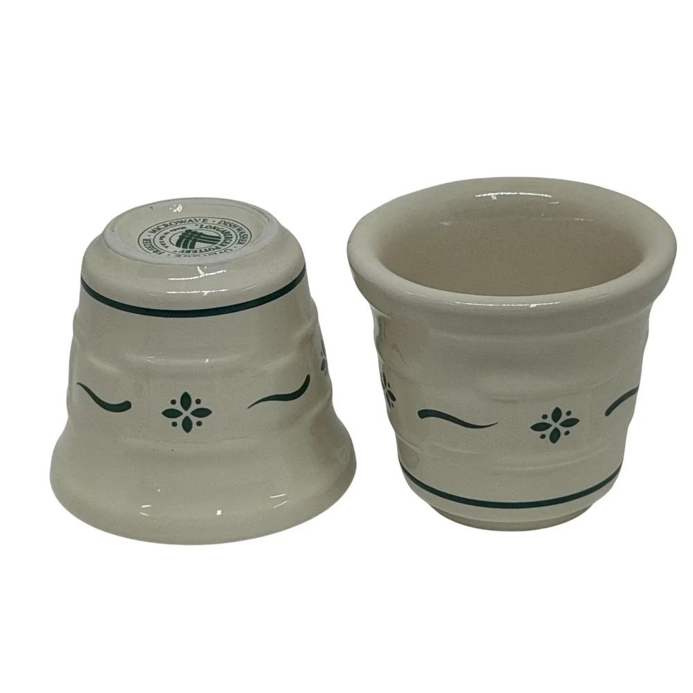 Longaberger Votive Candle Holder Green Woven Traditions Heritage‎ Pottery Set 2
