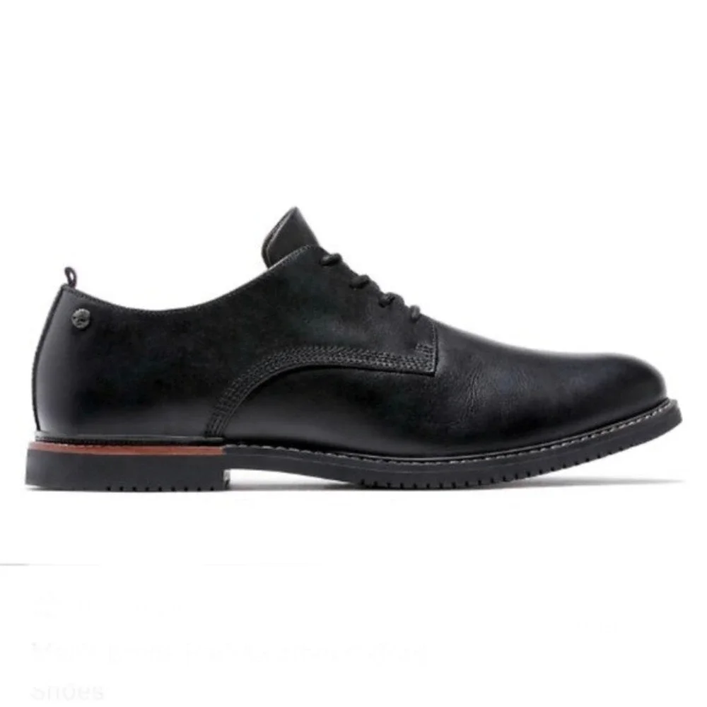 Timberland Brook‎ Park Leather Oxford Shoes Black Size 9 Lace Up Stacked Heel