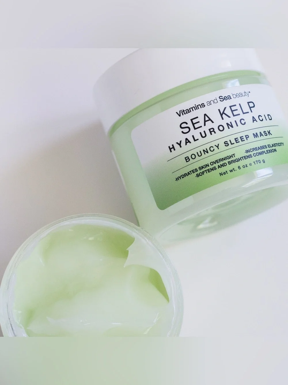 Sea Kelp Hyaluronic Bouncy Sleep Mask – Hydrating Night Cream (Light Green)