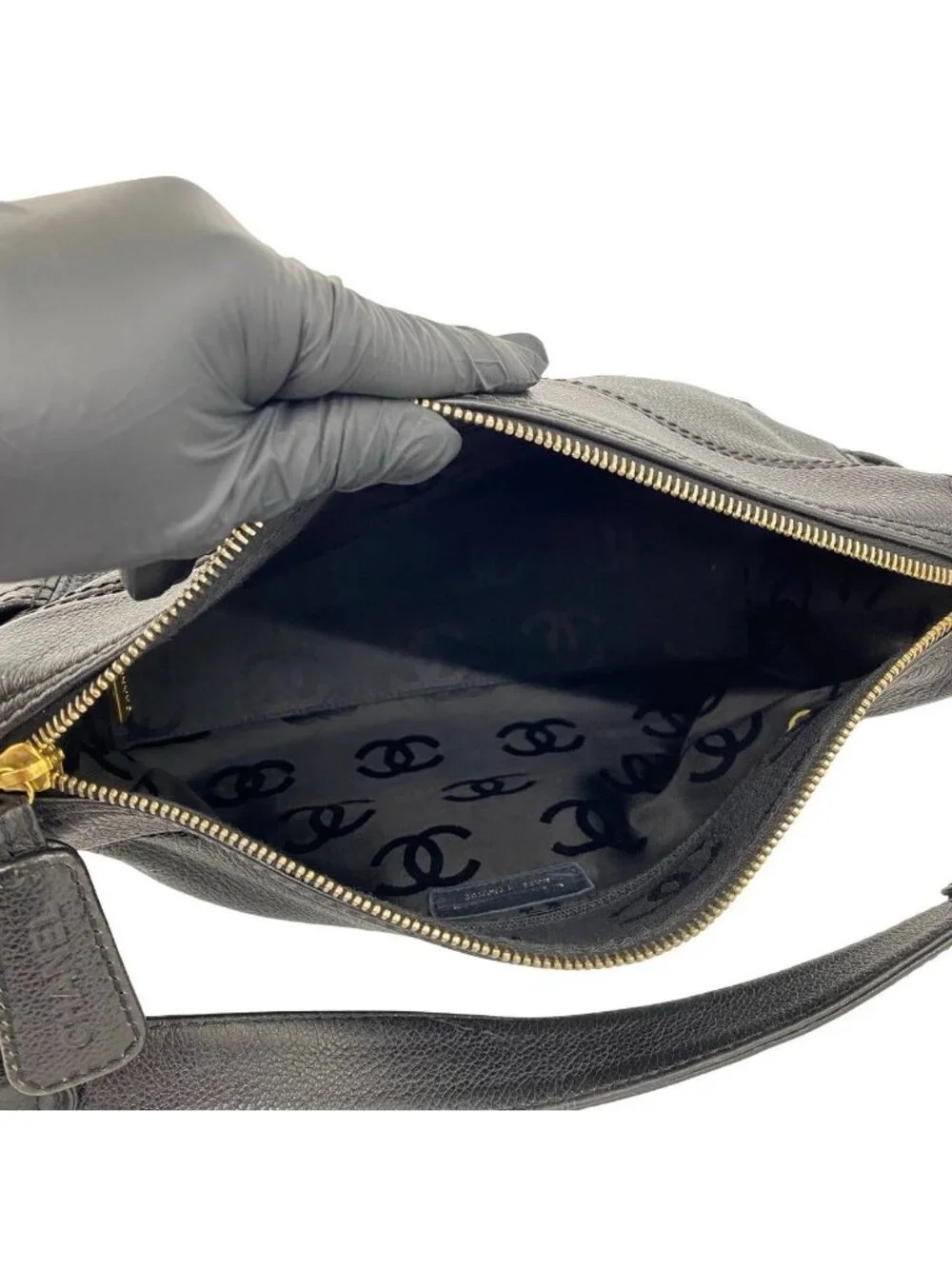 Chanel CC Logo Leather Chain Shoulder Bag Mini Tote Black