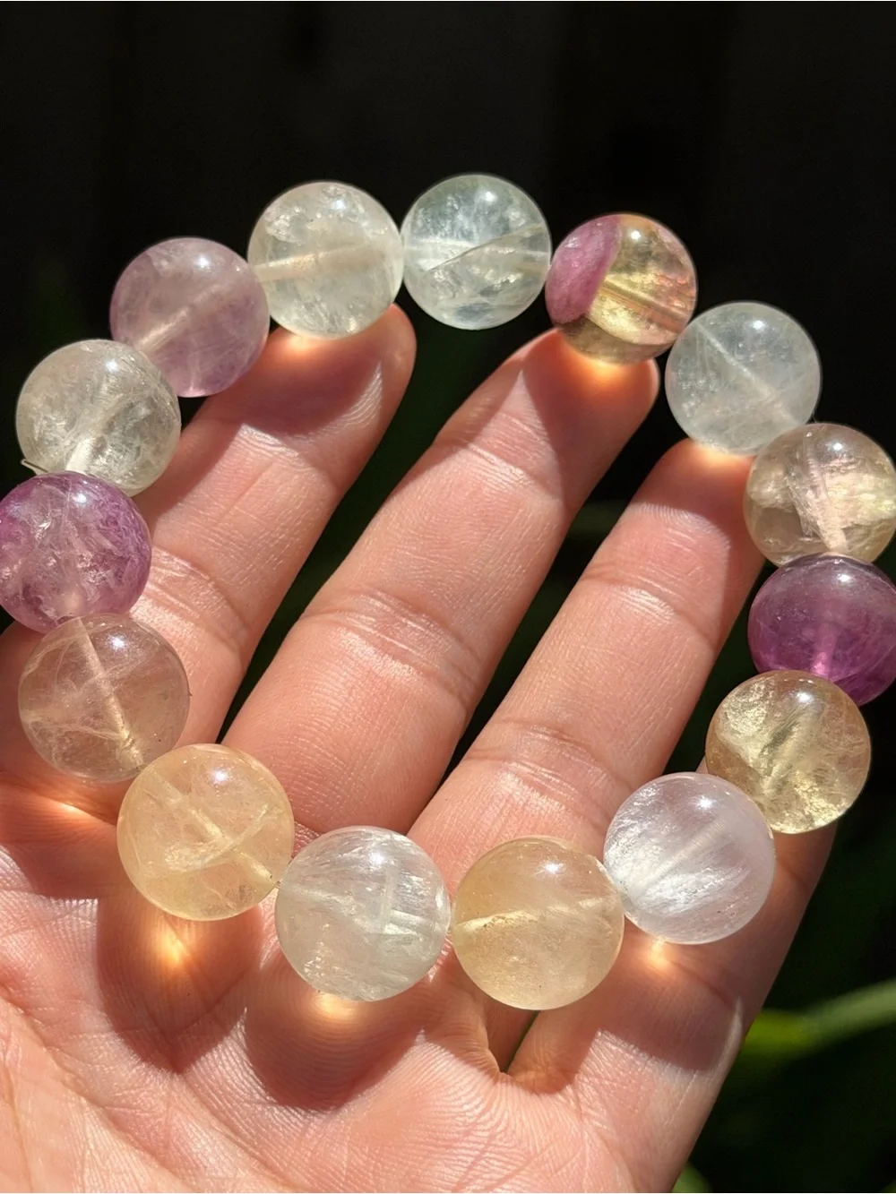 15mm Multi-Color Fluorite Bead Stretch Bracelet 2219