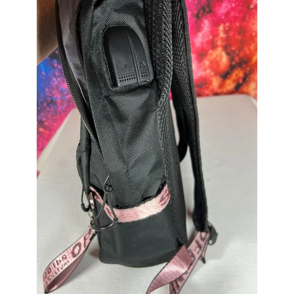 Demon Slayer Anime Backpack Black Pink Muichiro Tokito Laptop Bag Streetwear