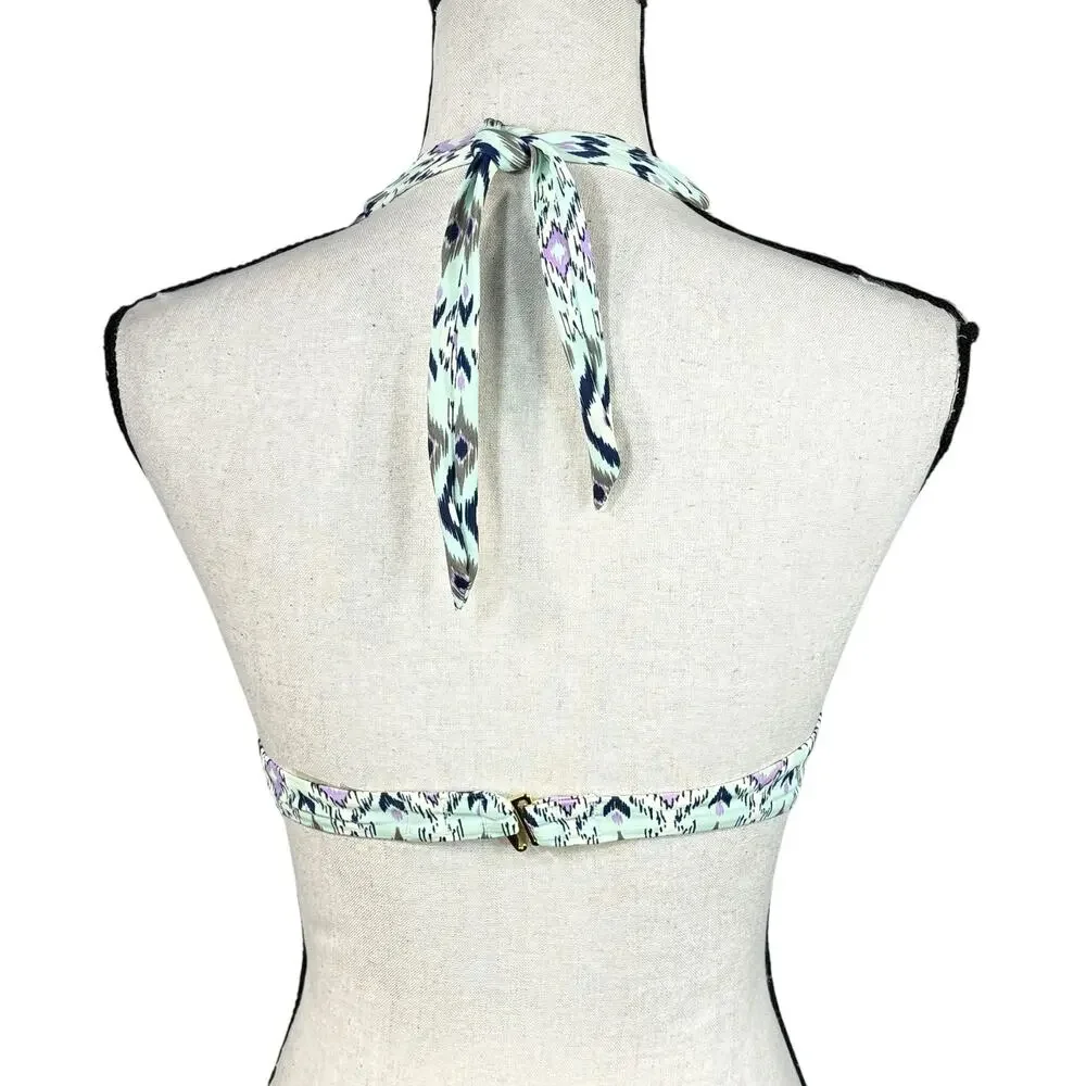 Victoria’s Secret SZ 32A Bikini Swim Top Ikat Molded Padded Cup Tie Halter Multi