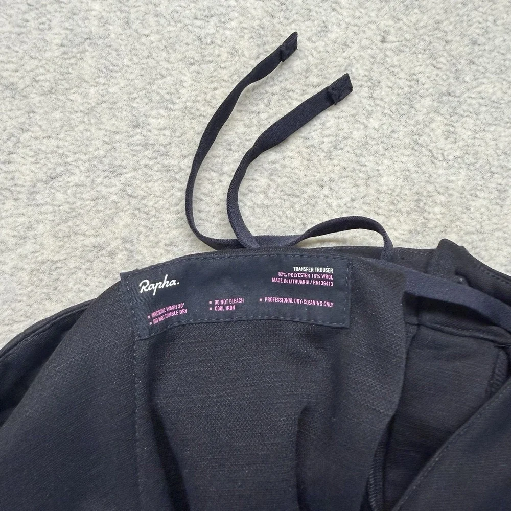 Rapha Transfer Trousers Mens XS Black Wool Blend‎ Commuter Pants Cropped