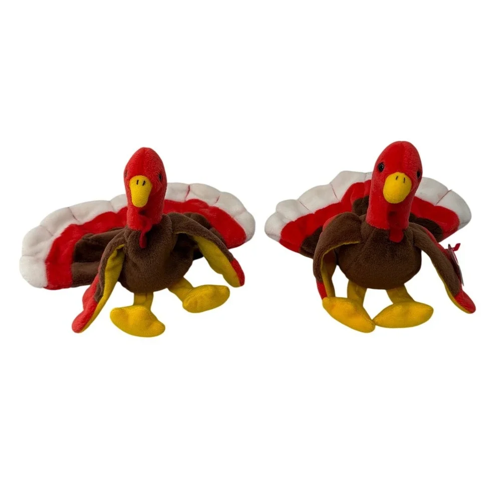 Ty Beanie Babies Gobbles Turkey Plush 1996 Vintage Thanksgiving Brown Red 9 inch
