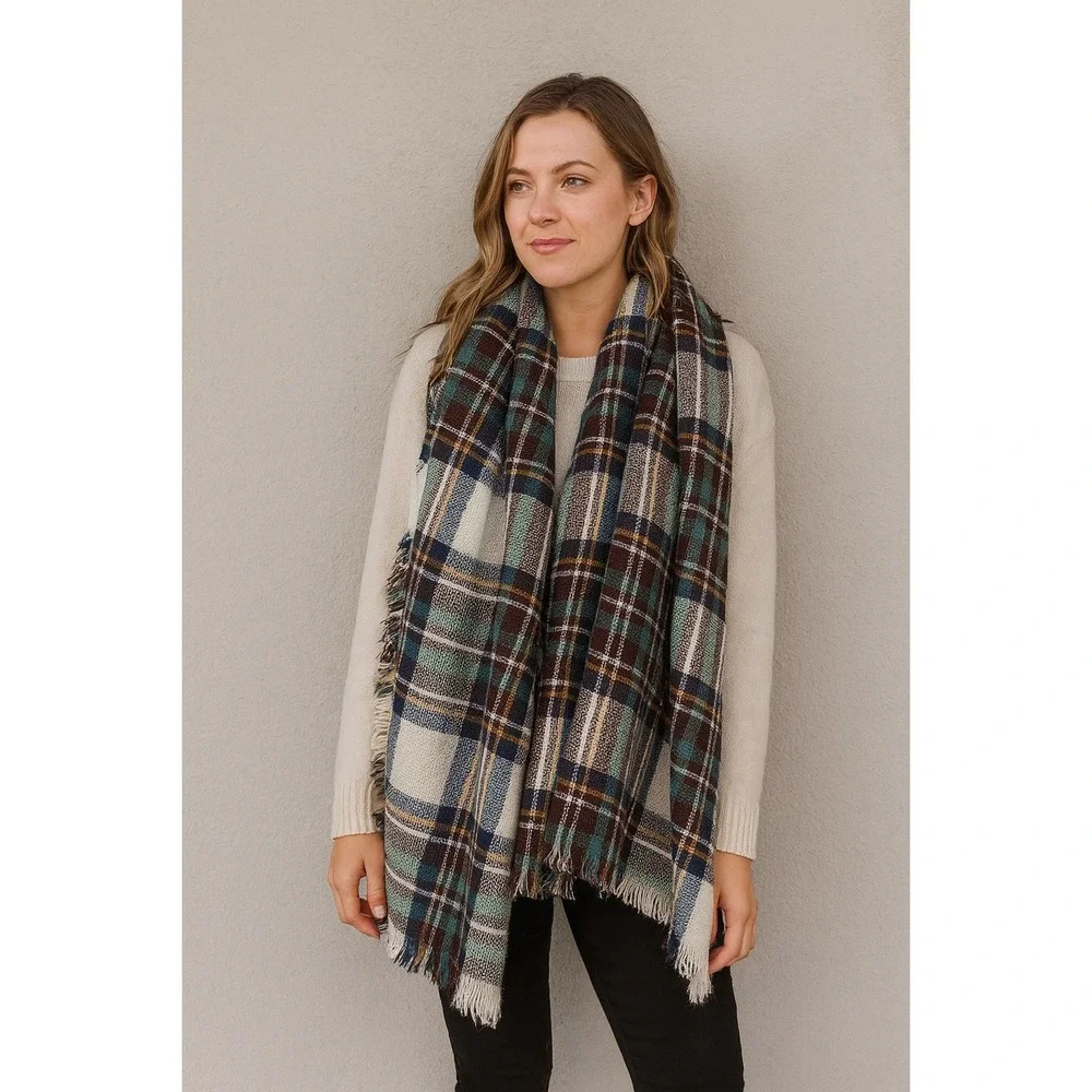 Oversized Blanket Scarf Plaid Tartan Shawl Wrap‎ Women Winter Fall Fashion