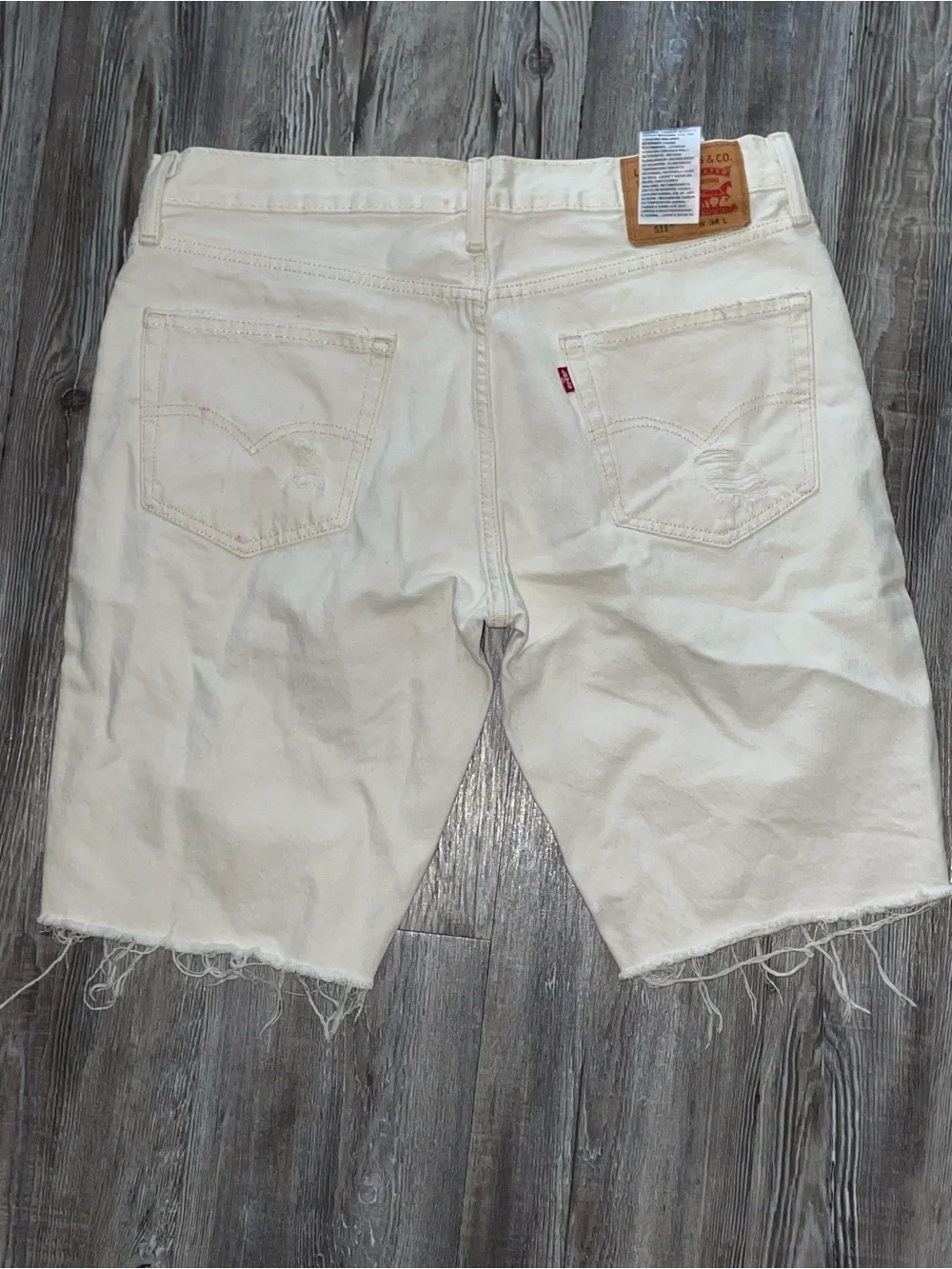 Levi's White Men's Relaxed Denim Shorts with Raw Hem