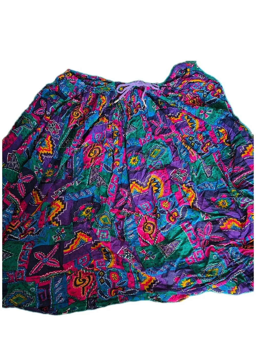 Colorful Geometric Print Swim Sarong Cover-Up in Purple & Teal