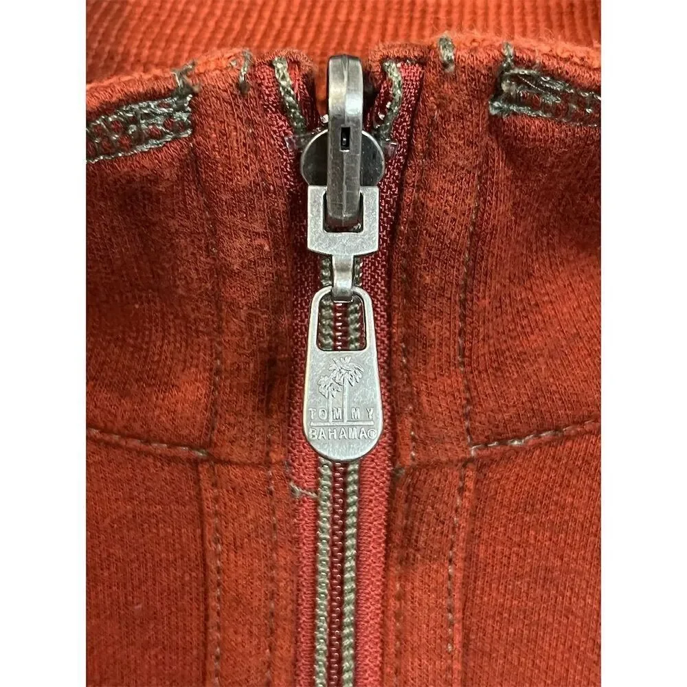 Tommy Bahama Men's Orange Quarter Zip Pullover Sweater Autumn Fall Comfy Cozy