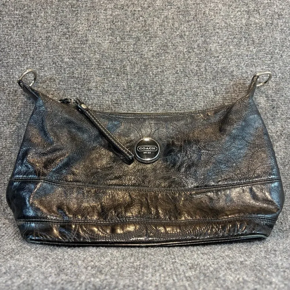 Coach Black Leather Madison Hobo Shoulder Bag Slouchy Handbag Purse No Strap