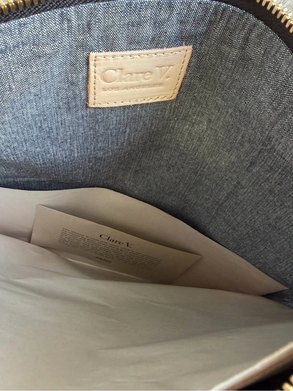 CLARE V. Greta Navy Suede Foldable Clutch Bag
