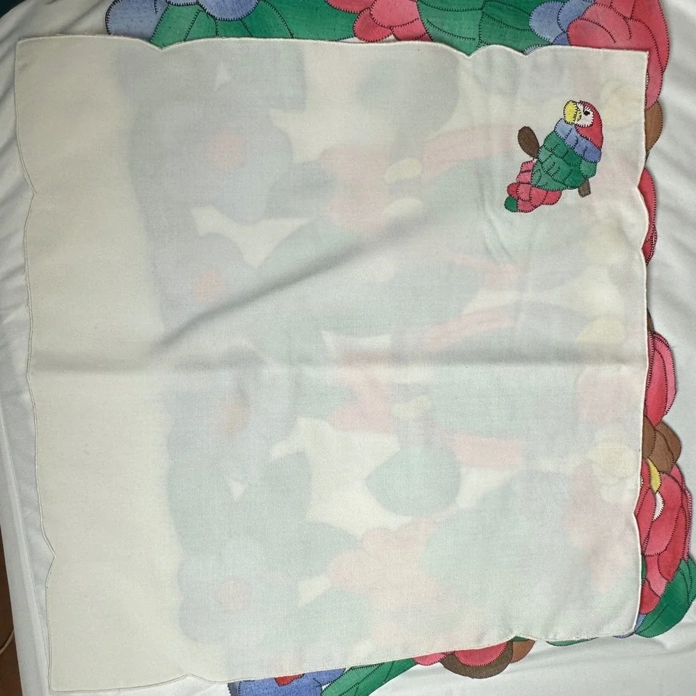Vtg Linen Galore St Maarten Applique Parrot placemat & Napkins Set New Old Stock